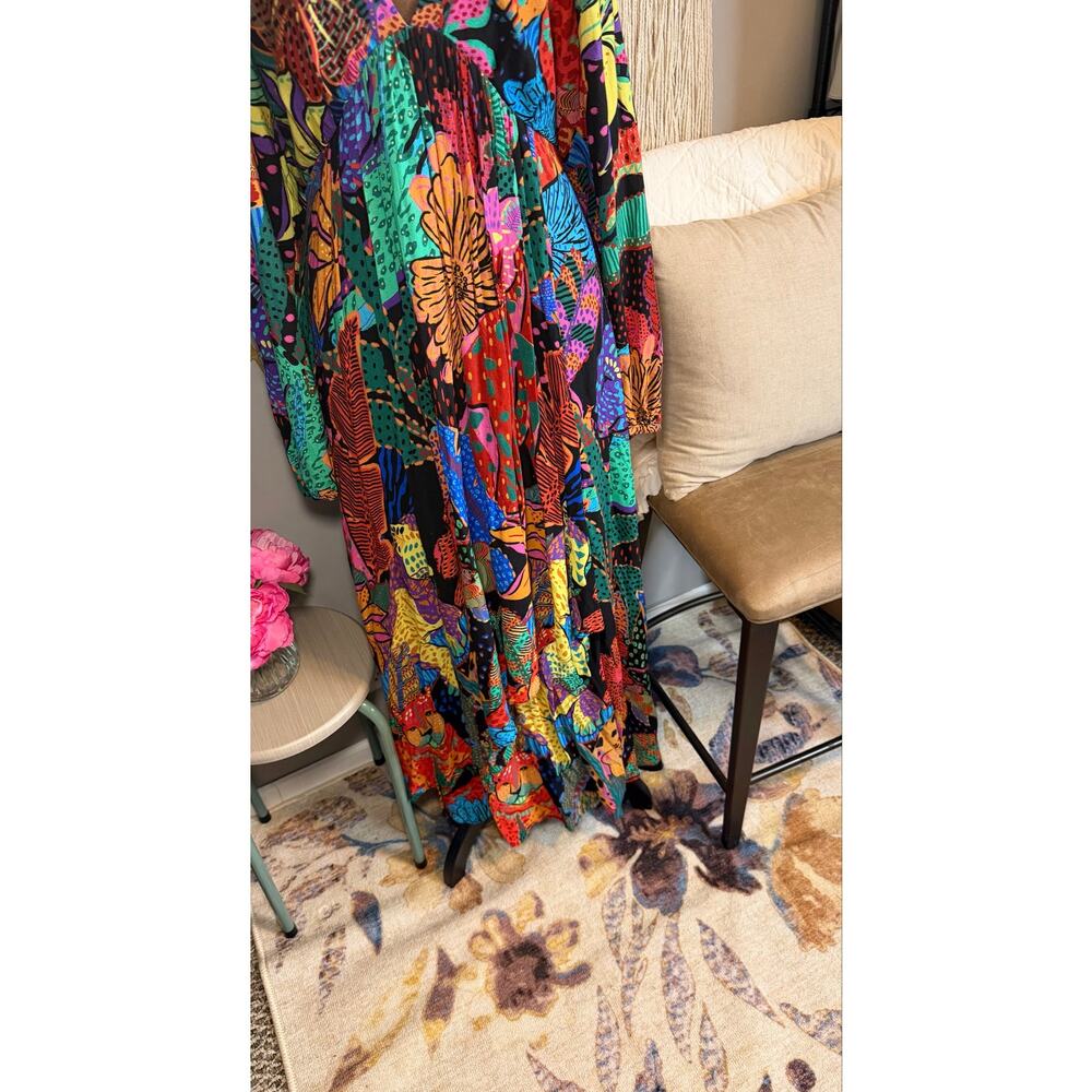 FARM Rio Colorful Patchwork Print Maxi Dress Size S Vaca Cruise Resort Ready - Picture 4 of 12